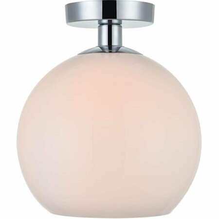 LIVING DISTRICT Baxter 1 Light Flush Mount Ceiling Light with Frosted White Glass, Chrome LD2211C